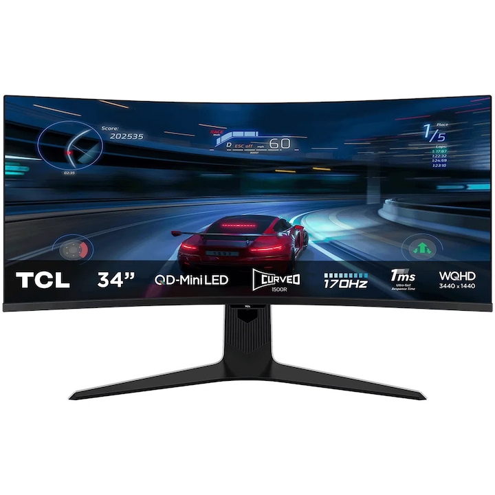 Monitor Gaming Curbat QD-Mini LED TCL 34R83Q, 34