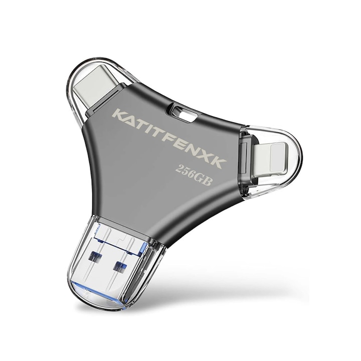 Stick Memorie USB 3.0, KATITFENXK, 256GB, Flash Drive 4 in 1