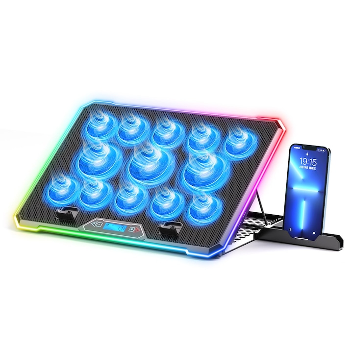 modele-de-coolere-laptop - StartingUP.ro Stand de răcire pentru laptop HNSMART cu 13 ventilatoare