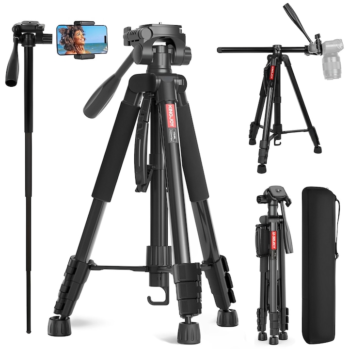Trepied foto profesional de 58–177 cm, cu suport de 5 kg