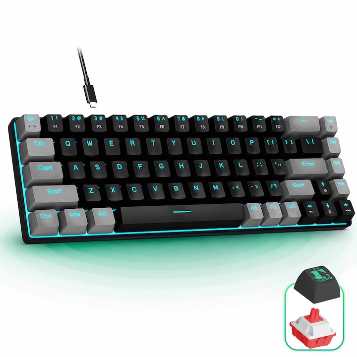 Tastatură mecanică Timebox cu 68 de taste Red Switch